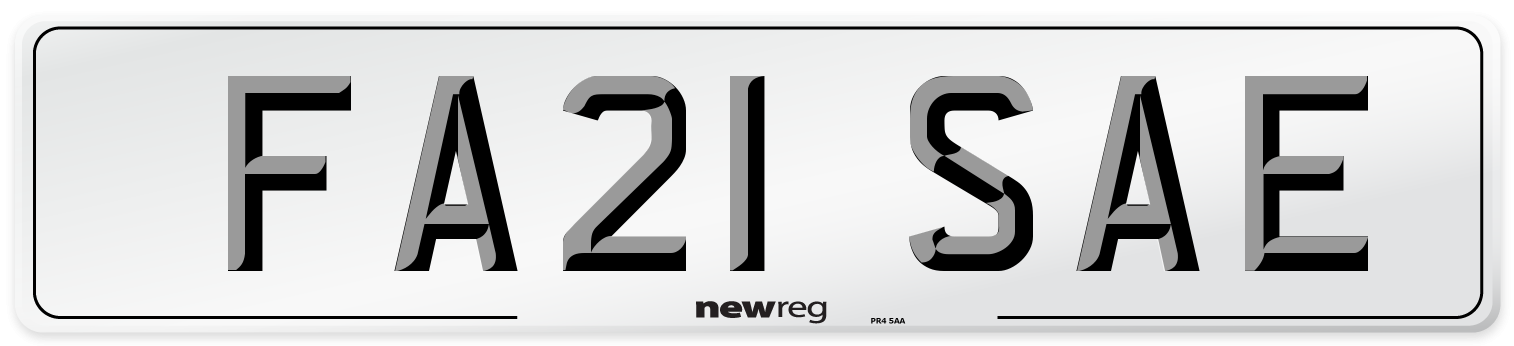 FA21 SAE Number Plate from New Reg